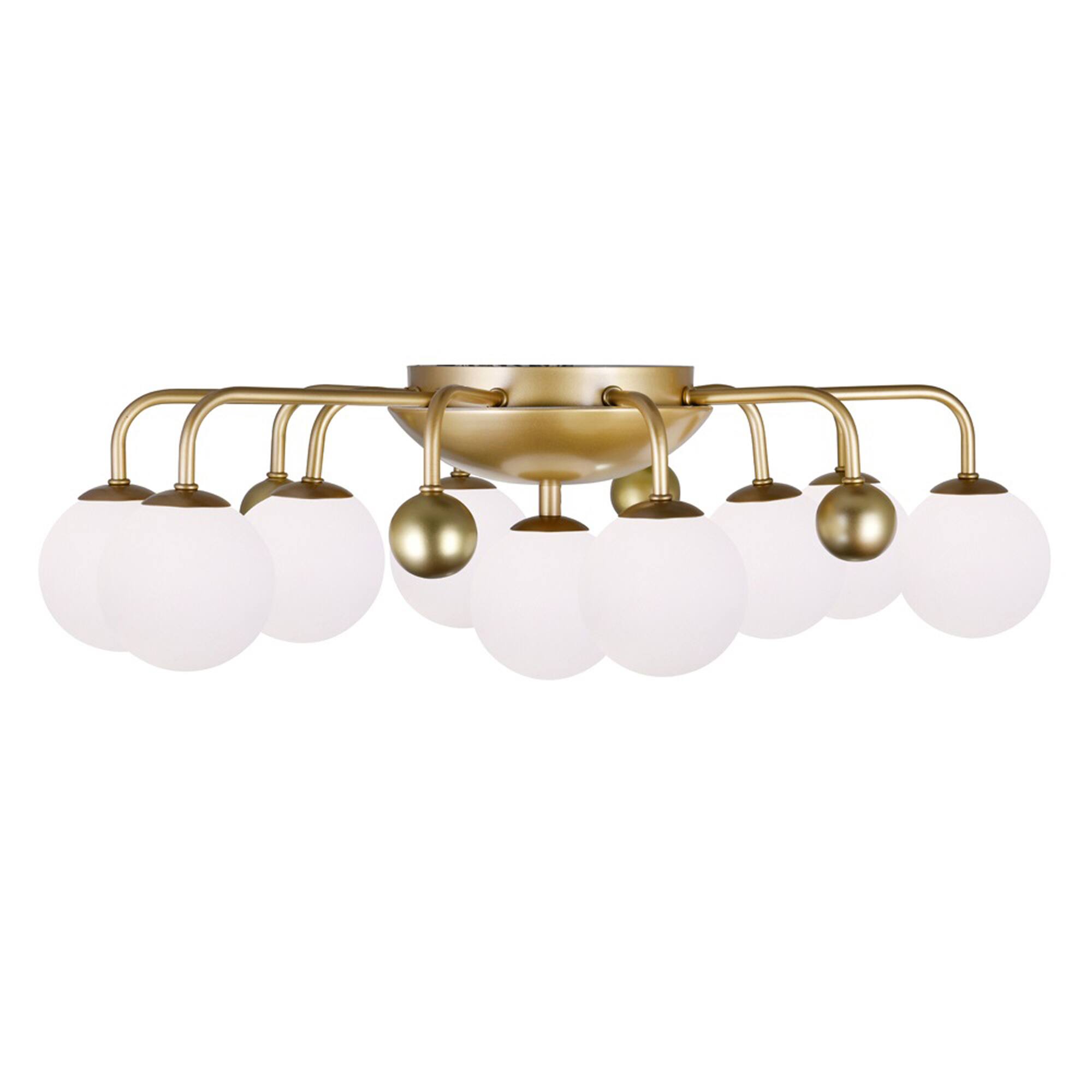 Angle. CWI Lighting - Element 9 Light Flush Mount With Sun Gold Finish - Sun Gold.
