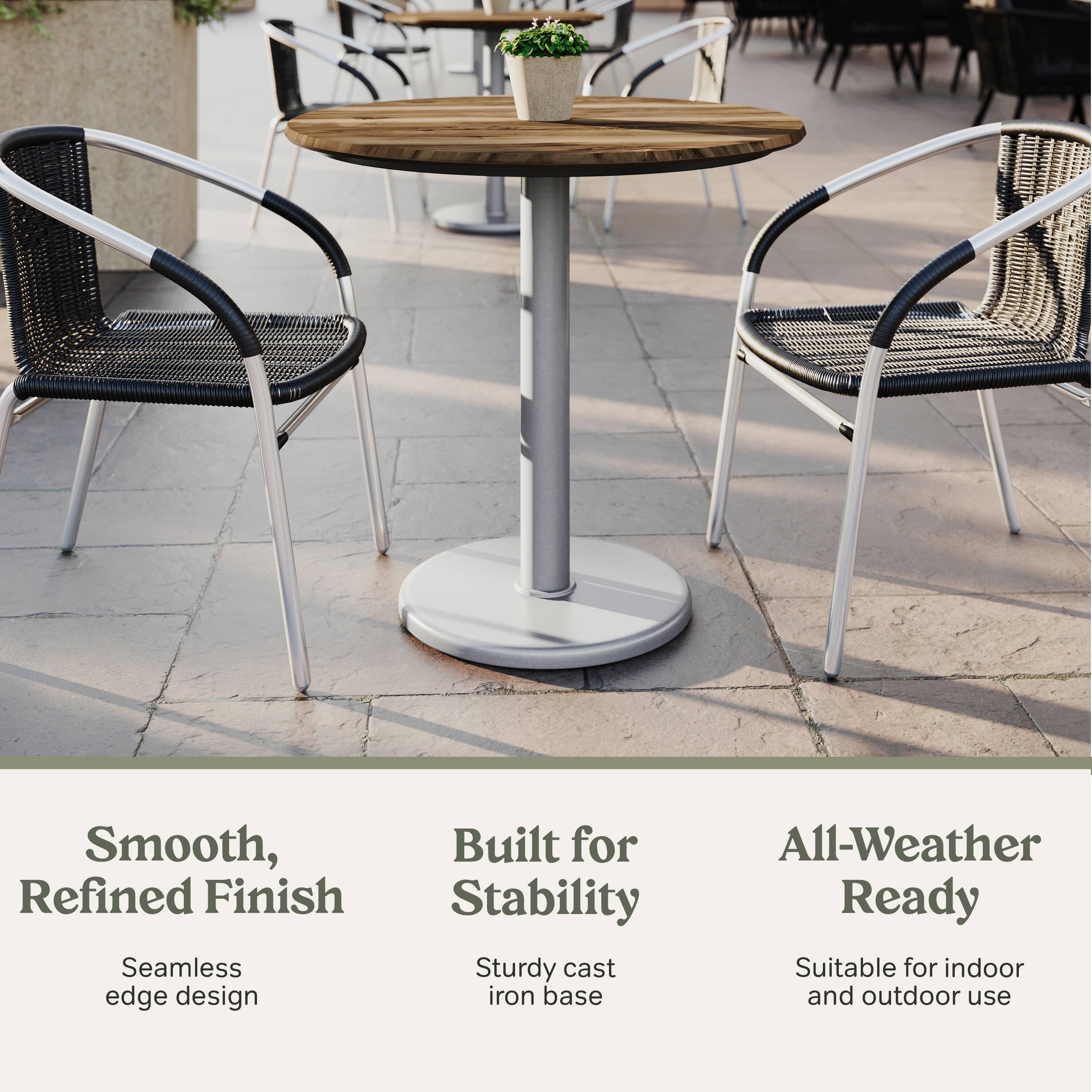 Smooth, Refined Finish  
Seamless edge design  
Built for Stability  
Sturdy cast iron base  
All-Weather Ready  
Suitable for indoor and outdoor use