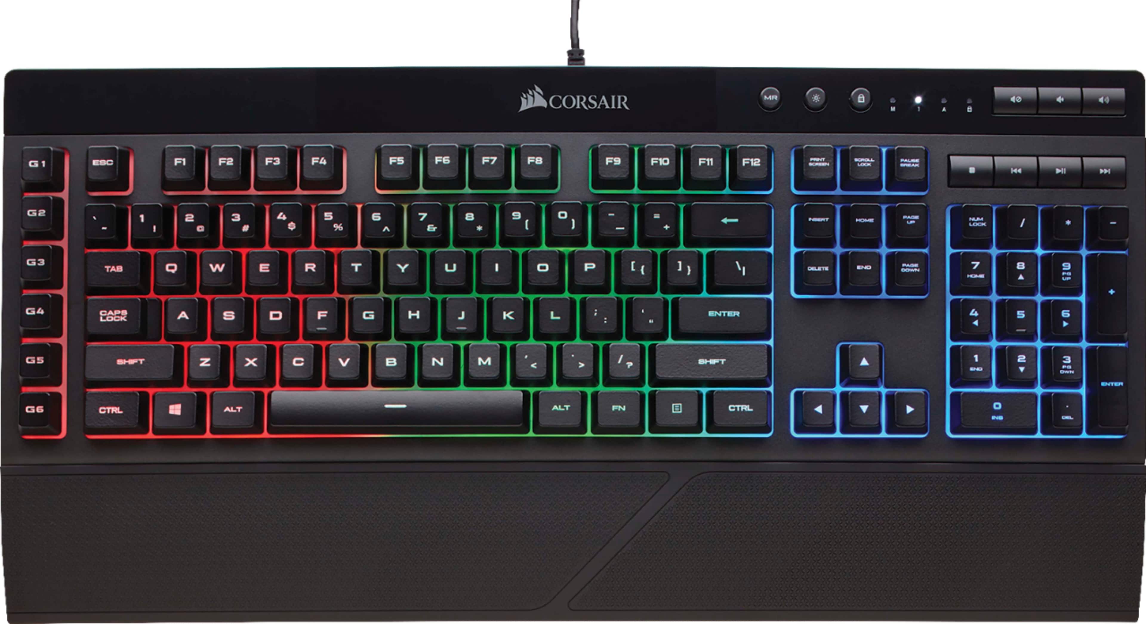 Front. CORSAIR - K55 Wired Gaming Membrane Keyboard with RGB Backlighting.