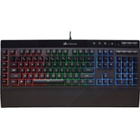 Corsair K55 RGB Wired Gaming Membrane Keyboard with IP42 Dust and Water Resistance, 6 Programmable Macro Keys, Dedicated Media Keys, Detachable Palm Rest Included (Black)