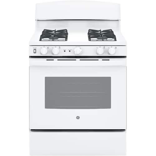 GE - 5.0 Cu. Ft. Self-Cleaning Freestanding Gas Range - White - Larger Front