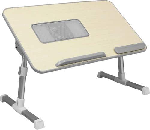 Front. Aluratek - Adjustable Ergonomic Laptop Cooling Table with Fan - White.