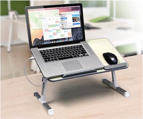 Alt View 14. Aluratek - Adjustable Ergonomic Laptop Cooling Table with Fan - White.