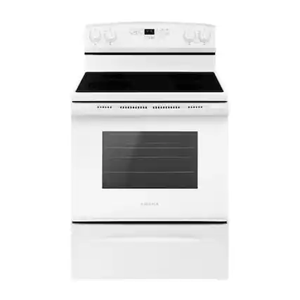 Front. Amana - Self-Cleaning Freestanding Electric Range - White.