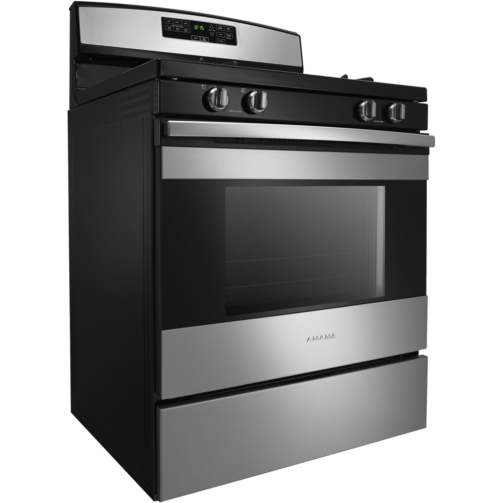 Left View: Viking - 4.7 Cu. Ft. Self-Cleaning Freestanding Dual Fuel Convection Range - Black