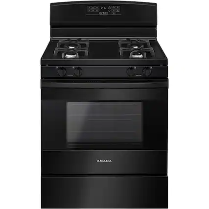 Front. Amana - 5.0 Cu. Ft. Self-Cleaning Freestanding Gas Range - Black.