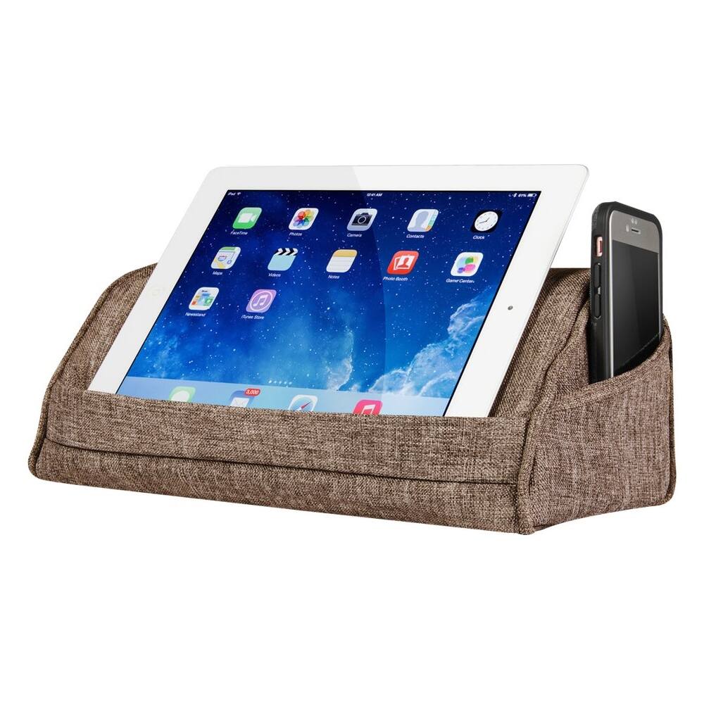 Angle. LapGear - Executive Tablet Pillow Stand - Mocha linen.