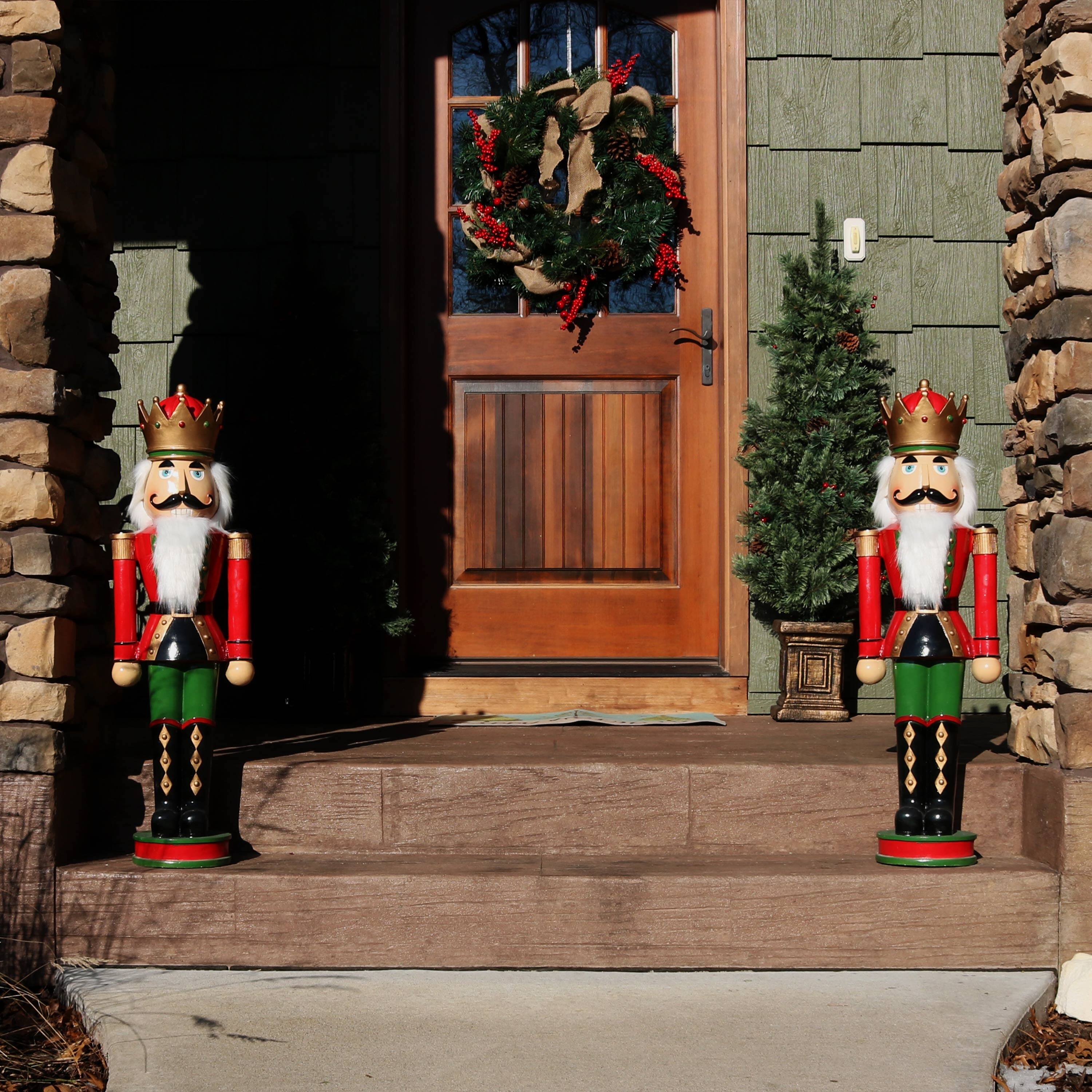 Alt View 9. Sunnydaze - Matthias the Prince Outdoor Nutcracker - 35 in - Set of 2 - Red.