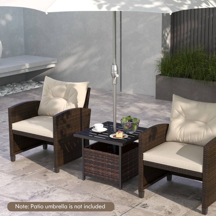 Note: Patio umbrella is not included