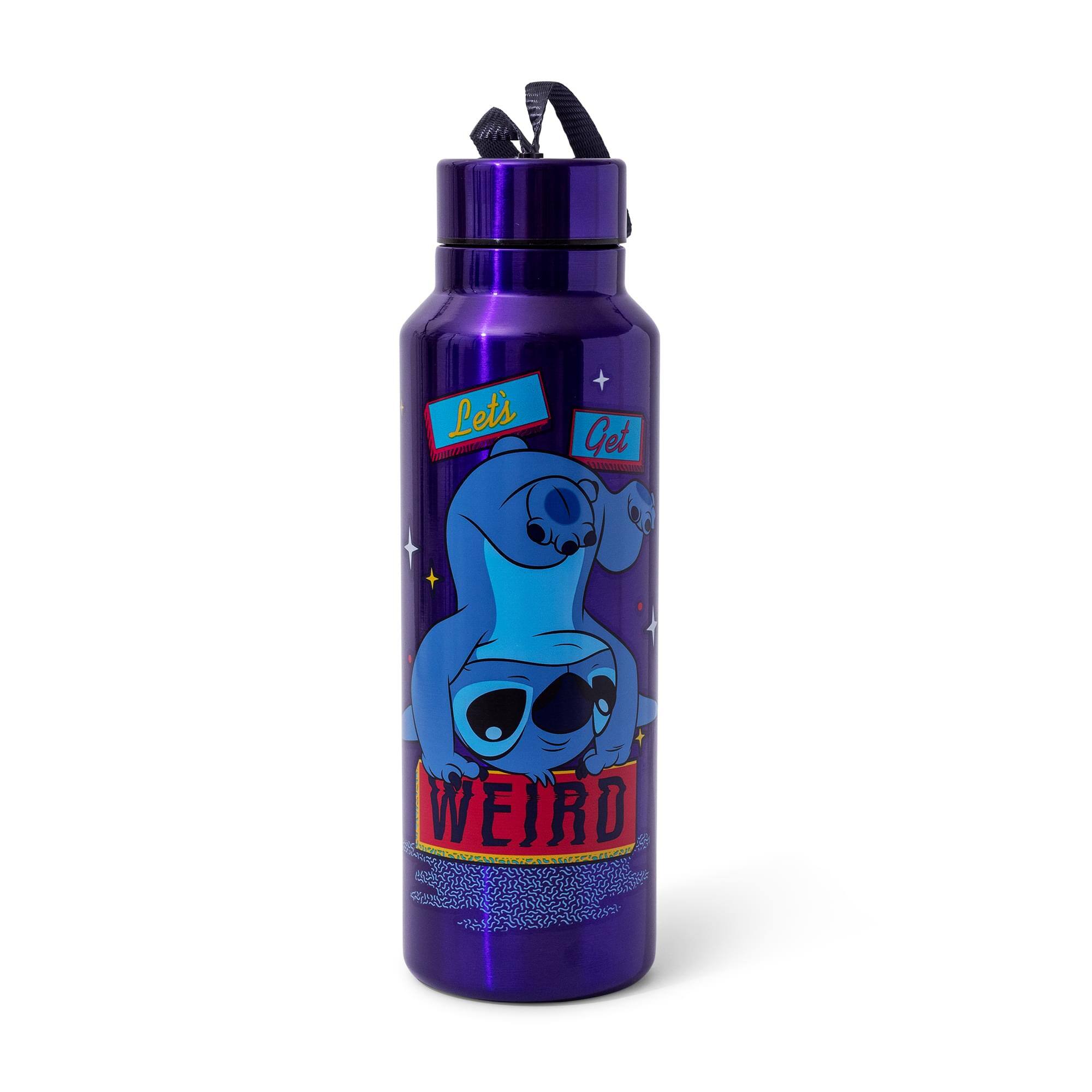 Silver Buffalo - Disney Lilo & Stitch "Let's Get Weird" 27-Ounce Stainless Steel Water Bottle - Purple