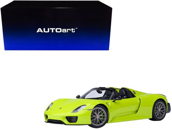 Front. Autoart - Porsche 918 Spyder "Weissach Package" Acid Green 1/18 Model Car by Autoart - Acid Green.