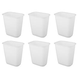 Sterilite - Rectangular Wastebasket 9 Gallon Open Top Trash Bin, 6 Pack - White