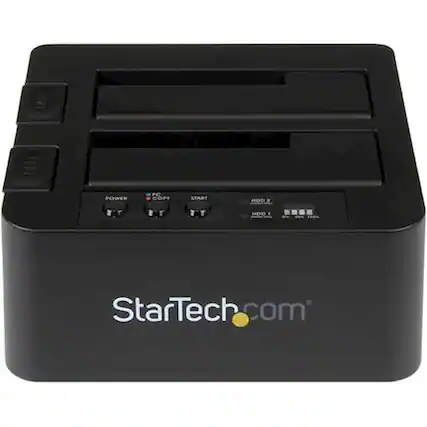 Front. StarTech.com - Dual USB 3.0 Hard Drive Duplicator Dock - Black.