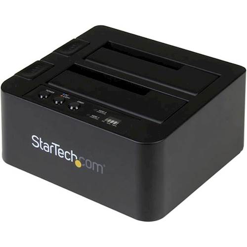Left View: StarTech.com - Dual USB 3.0 Hard Drive Duplicator Dock - Black
