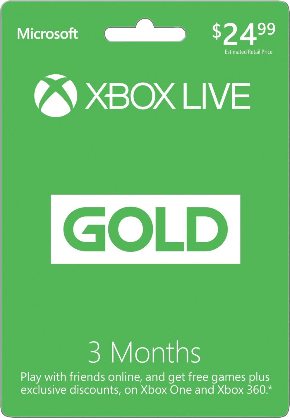oorlog Licht medaillewinnaar Microsoft Xbox Live 3 Month Gold Membership XBOX 3 MONTH CLAIMS 2016 $24.9  - Best Buy