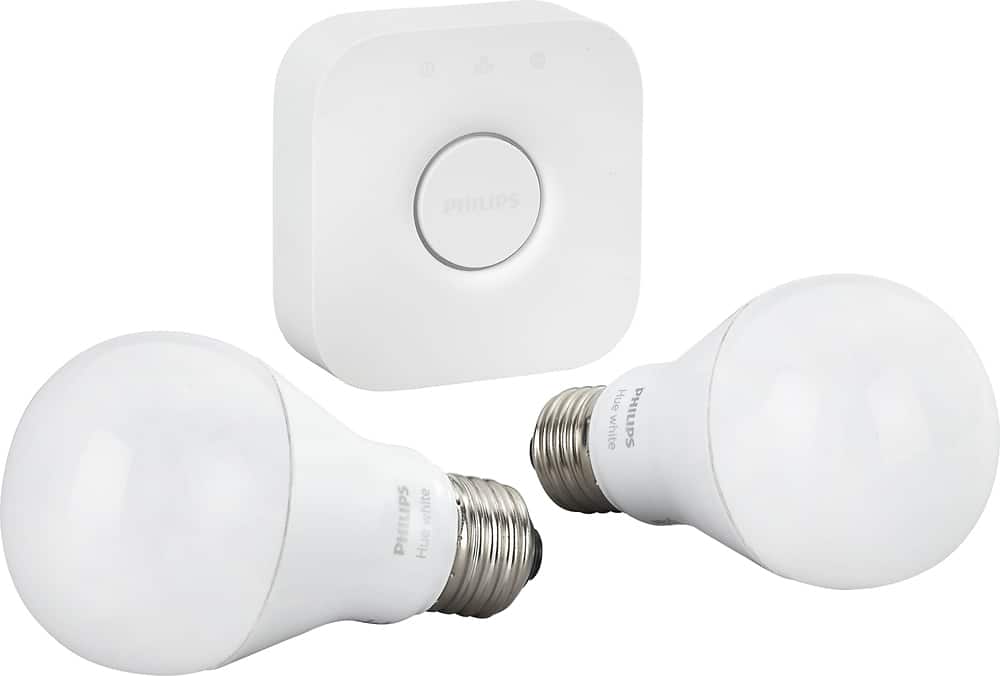 Front. Philips - Hue White A19 Starter Kit - White.
