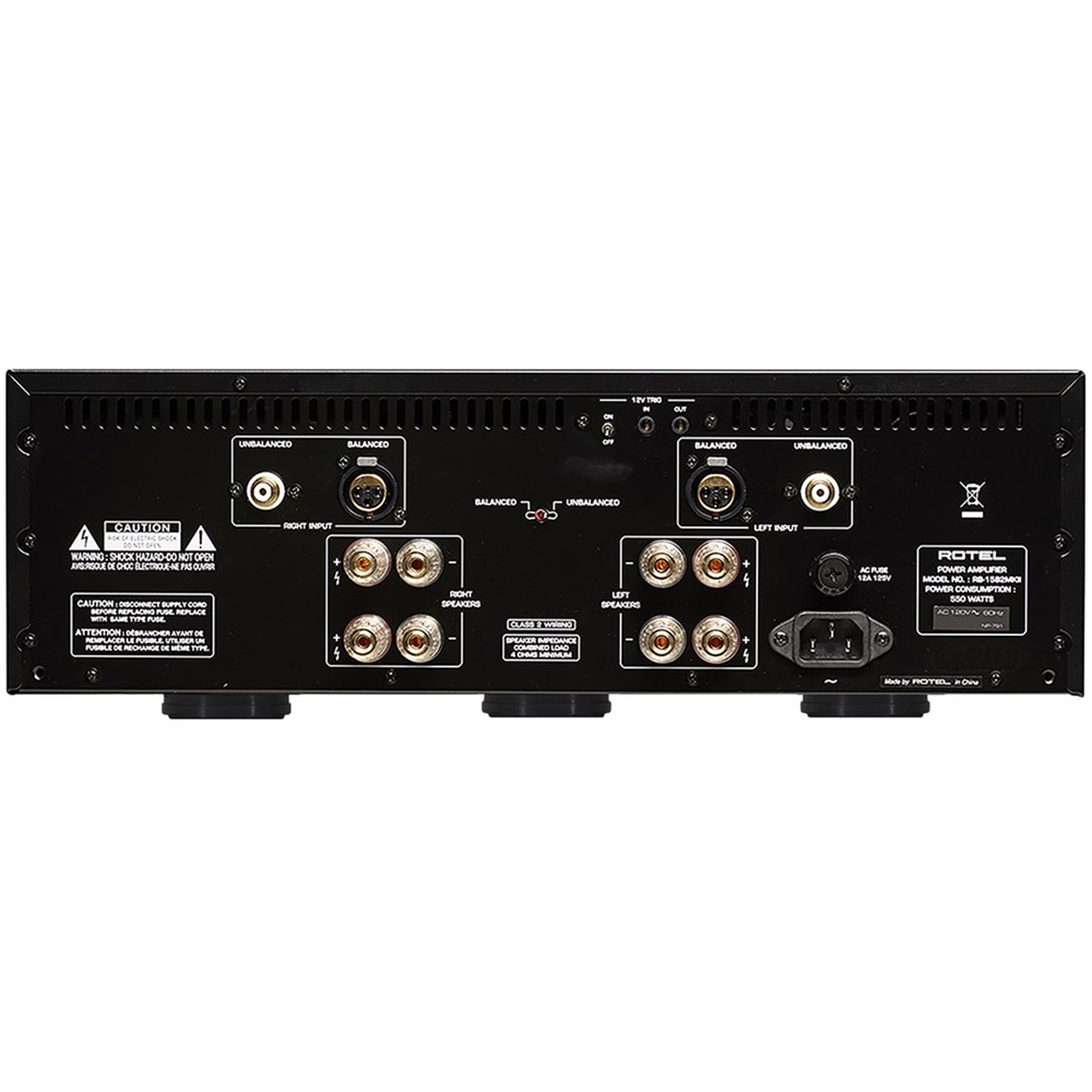 Back View: Rotel - RB-1582 MKII 200W 2-Ch Stereo Amplifier - Black