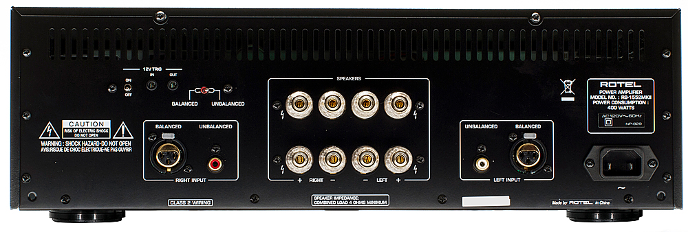 Back View: Rotel - 240W 2.0-Ch. Power Amplifier - Black