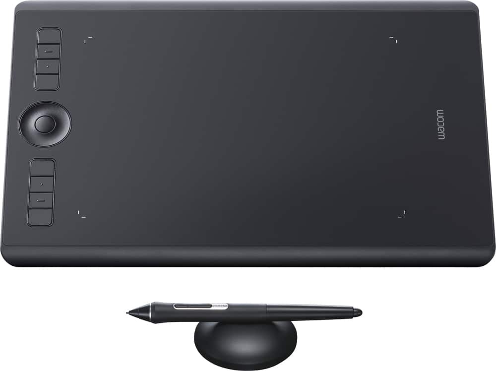 Front. Wacom - Intuos Pro Pen Drawing Tablet (Medium) - Black.