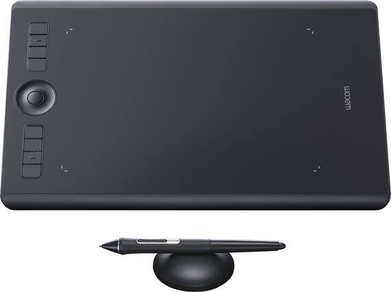 Front. Wacom - Intuos Pro Pen Drawing Tablet (Medium) - Black.