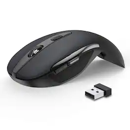 PRIMEPLUS - Folding Portable Wireless Travel Mouse - 3 Adjustable DPI (2000/1500/1000) - 2.4G Wireless - Computer Mouse - Wireless - Black