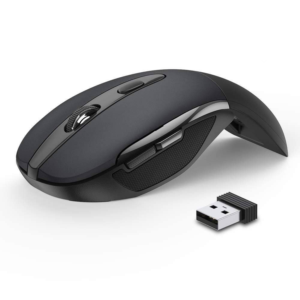 Front. PRIMEPLUS - Folding Portable Wireless Travel Mouse - 3 Adjustable DPI (2000/1500/1000) - 2.4G Wireless - Computer Mouse - Black.