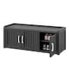 Front. Yardgrace - Outdoor Shoe Storage Cabinet, Waterproof UV-Resistant Entryway Storage Bench Indoor Outdoor with 3 Barn Doors - Black.