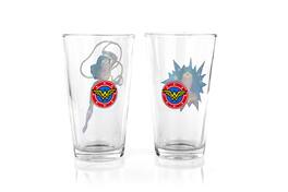 DC Universe - DC Wonder Woman Pint Glass Set | Two Action Packed 16-Ounce Cups | Set Of 2 - Red
