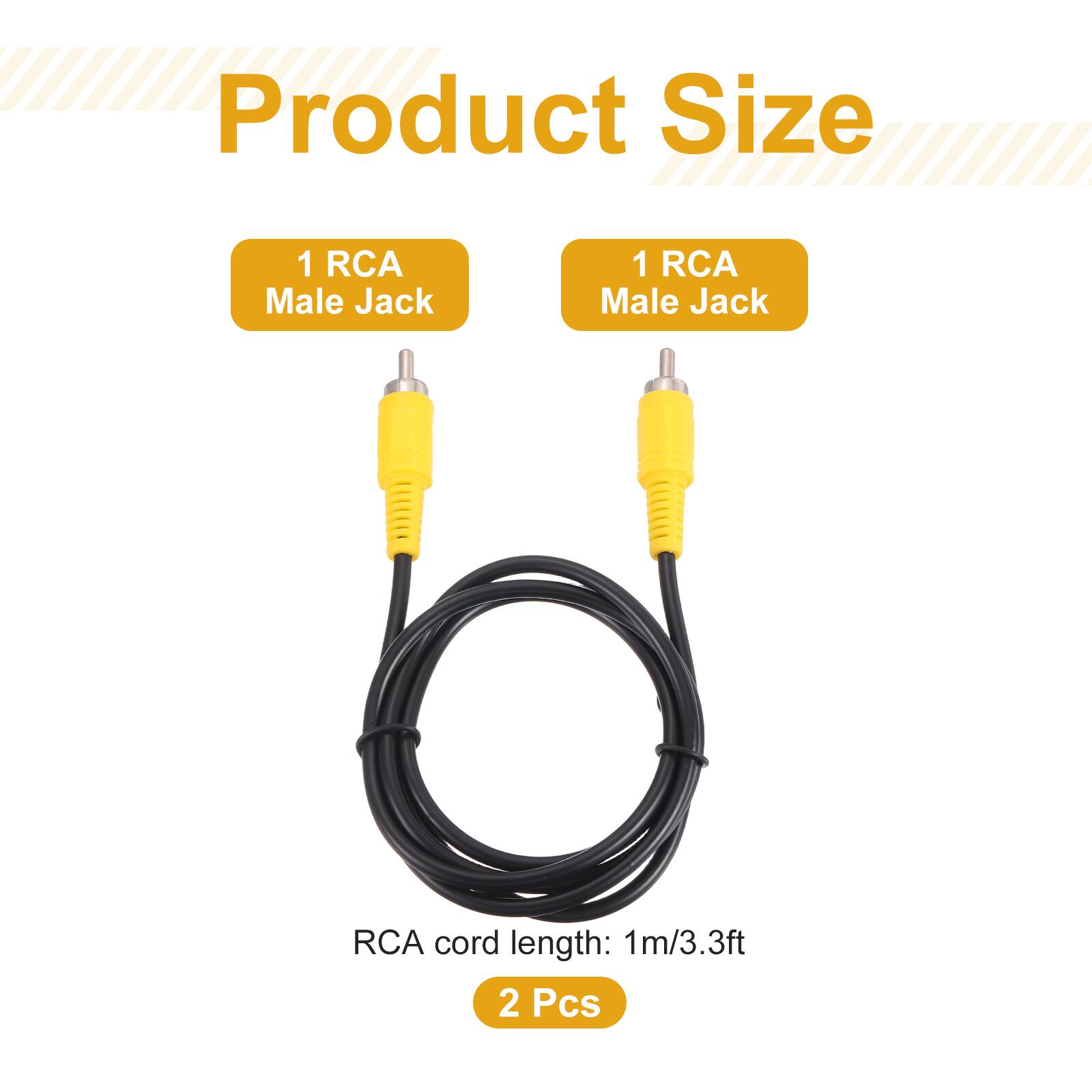 Product Size  
1 RCA Male Jack  
1 RCA Male Jack  
RCA cord length: 1m/3.3ft  
2 Pcs