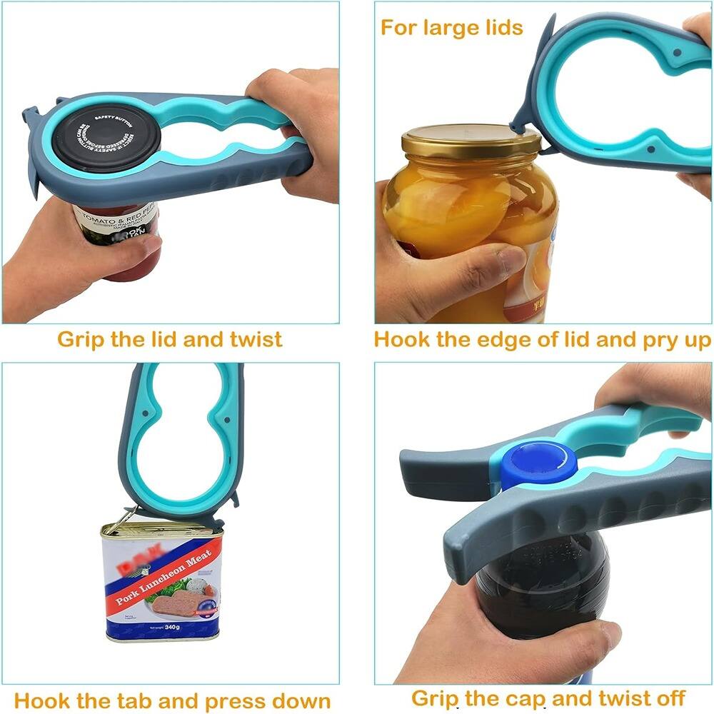 - For large lids
  - Grip the lid and twist
  - Hook the edge of lid and pry up
  - Hook the tab and press down
  - Grip the cap and twist off