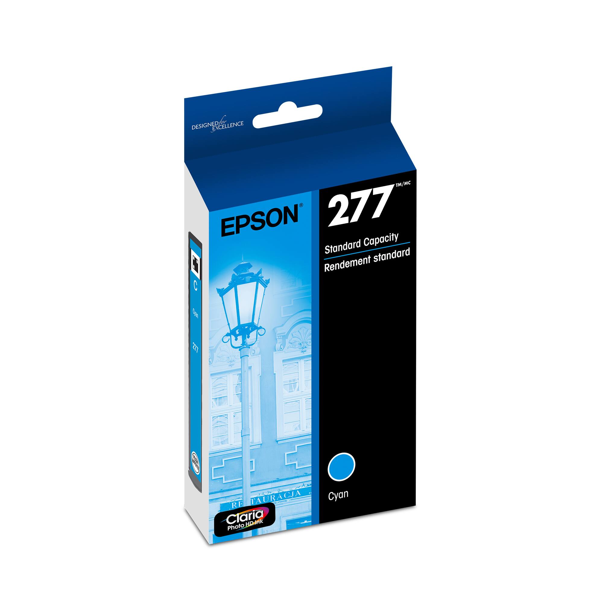 DESIGNED FOR EXCELLENCE

EPSON 277  
Standard Capacity  
Rendement standard

Claria Photo Ink  
Cyan