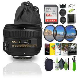 Nikon - AF-S NIKKOR 50mm f/1.4G Auto Focus Lens (2180) Bundle - Black