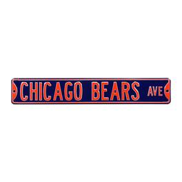 Authentic Street Signs - Chicago Bears Ave 6" x 36" Steel Street Sign - Navy