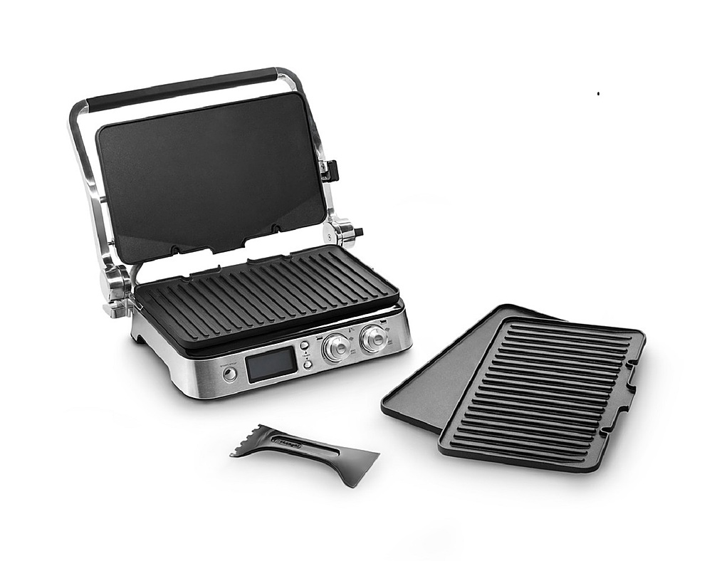 Left View: De'Longhi - Livenza All-Day Electric Grill - Black/Polished Chrome