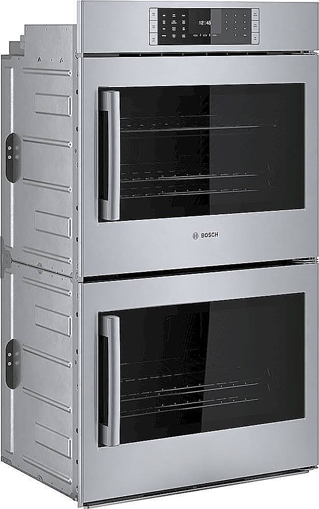 Angle View: Bosch - Benchmark Series 29.8" Built-In Double Electric Convection Wall Oven - Stainless steel