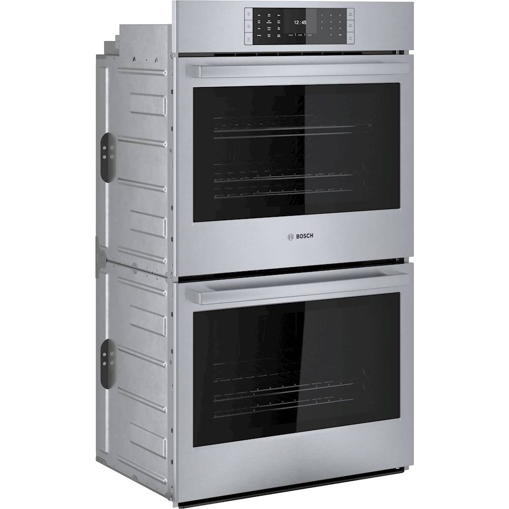 Angle View: Bosch - Benchmark Series 29.8" Built-In Single Electric Convection Wall Oven - Stainless steel