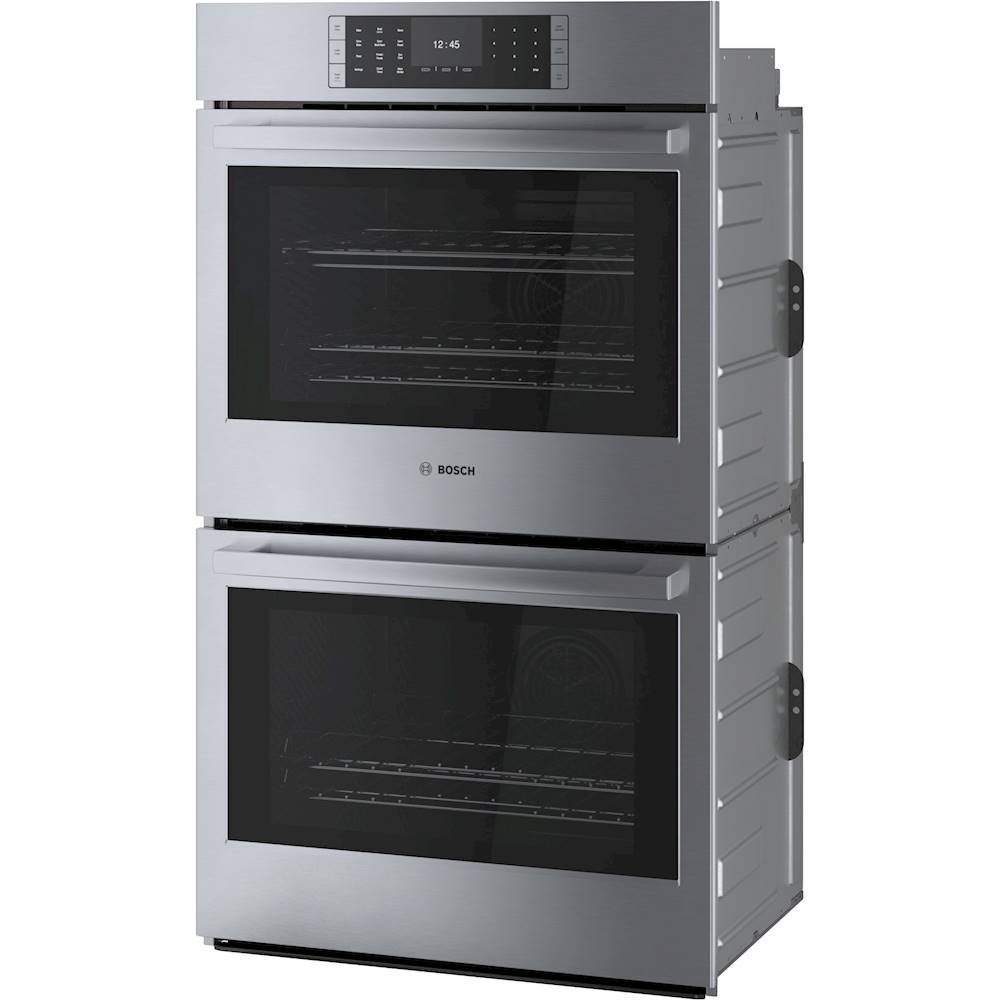 Left View: Bosch - Benchmark Series 29.8" Built-In Single Electric Convection Wall Oven - Stainless steel