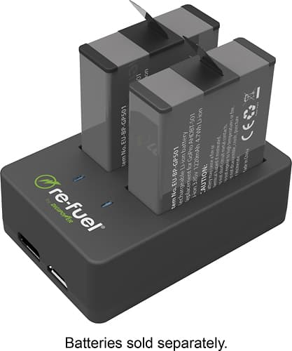 Digipower - Re-Fuel Dual Battery Charger - Black - Larger Front