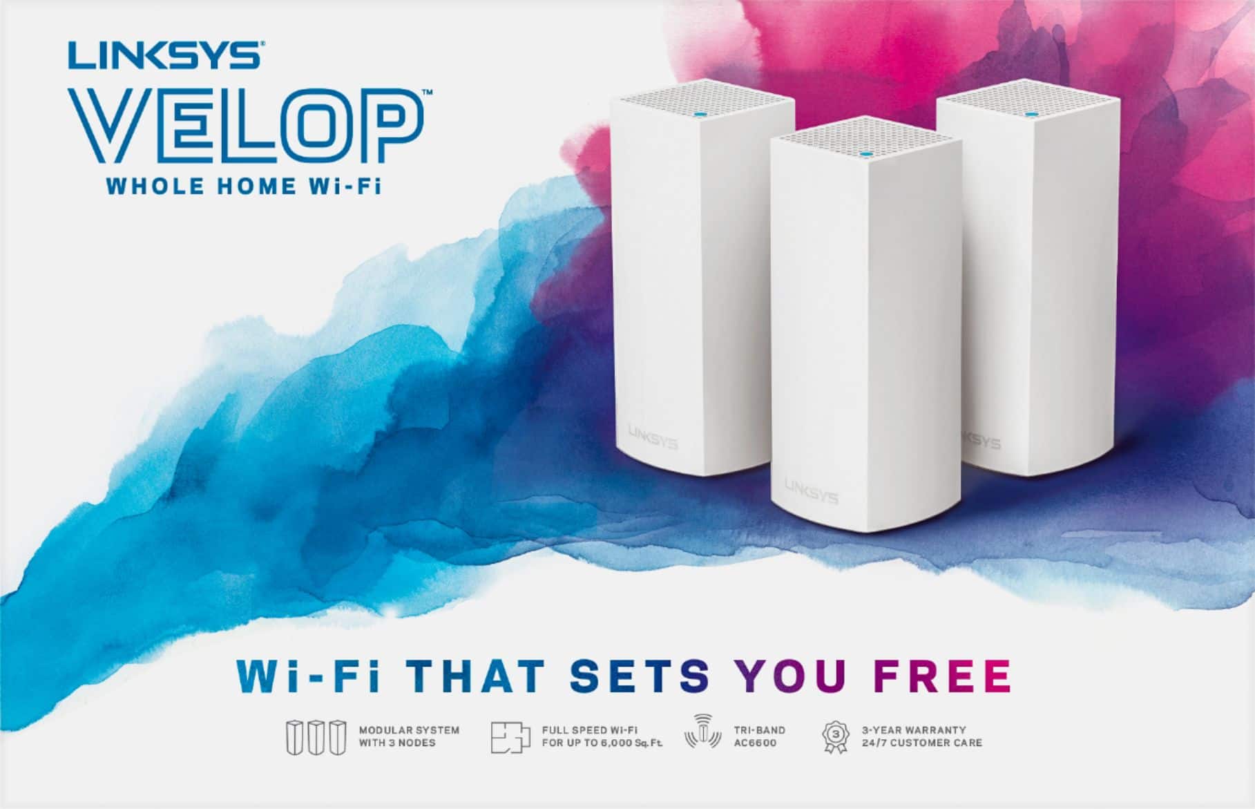 Alt View 18. Linksys - Velop AC2200 Tri-Band Mesh Wi-Fi 5 System (3-pack) - White.
