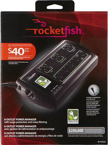  Rocketfish™ - 8-Outlet Surge Protector - Black