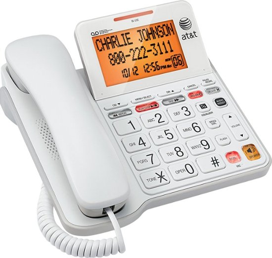 Angle Zoom. AT&T - CL4940 Corded Phone with Digital Answering System - White.