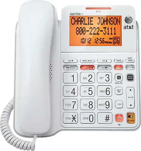 AT&T CL4940 Corded Phone with Digital Answering System White AT CL4940 ...