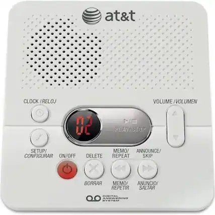 Angle. AT&T - 1740 Digital Answering Machine with Time/Day Stamp.