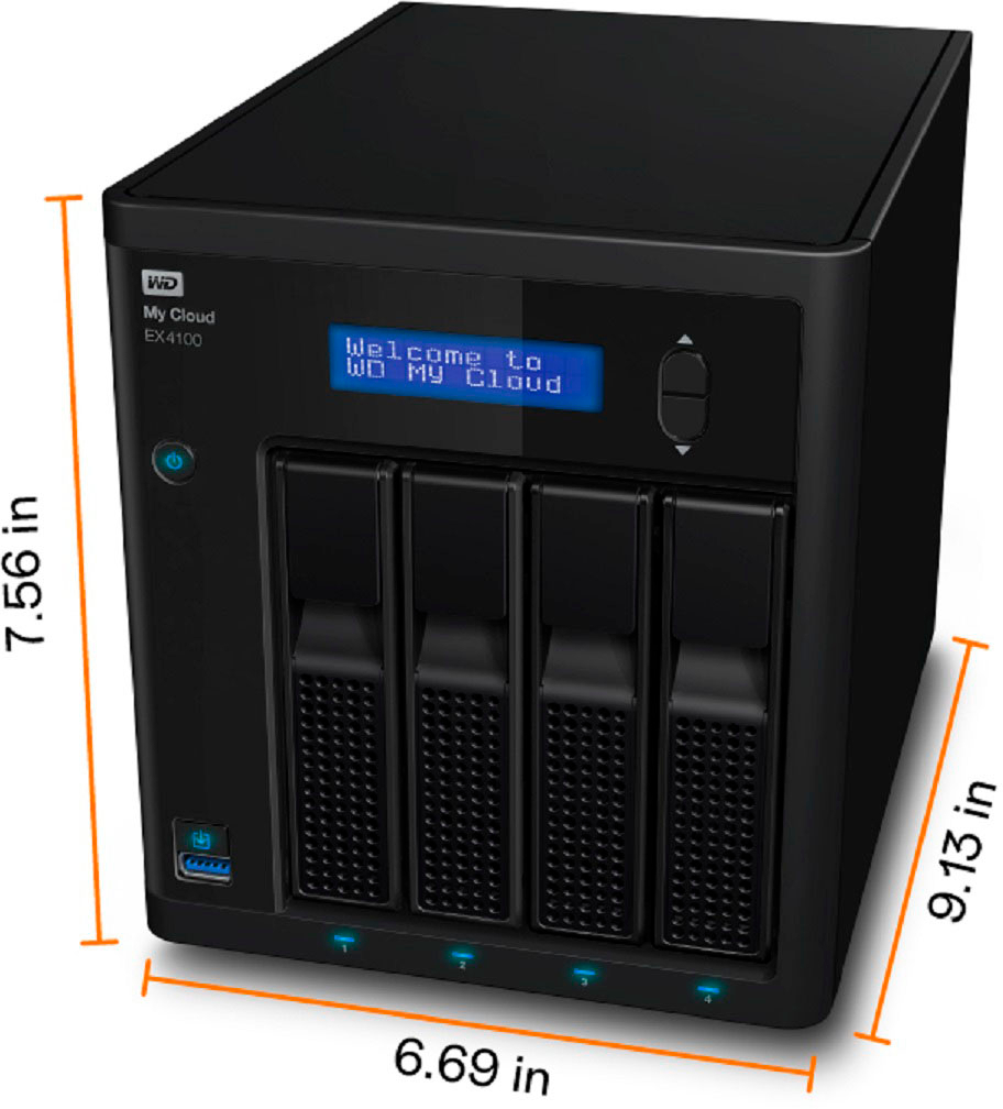 Angle View: WD - My Cloud PR4100 0TB (Diskless) 4-Bay External Network Storage (NAS) - Black