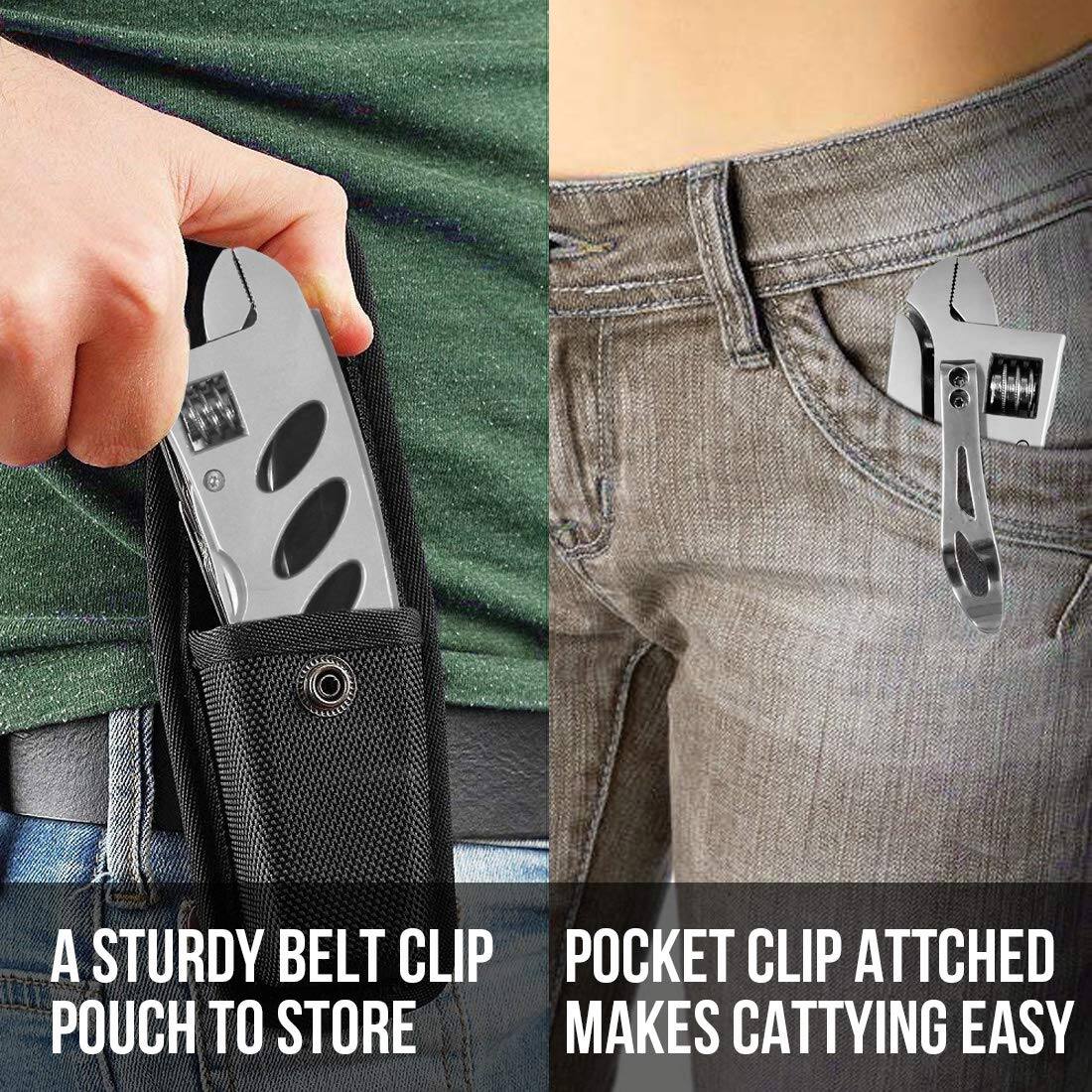 A sturdy belt clip pouch to store  
Pocket clip attached makes cattyting easy