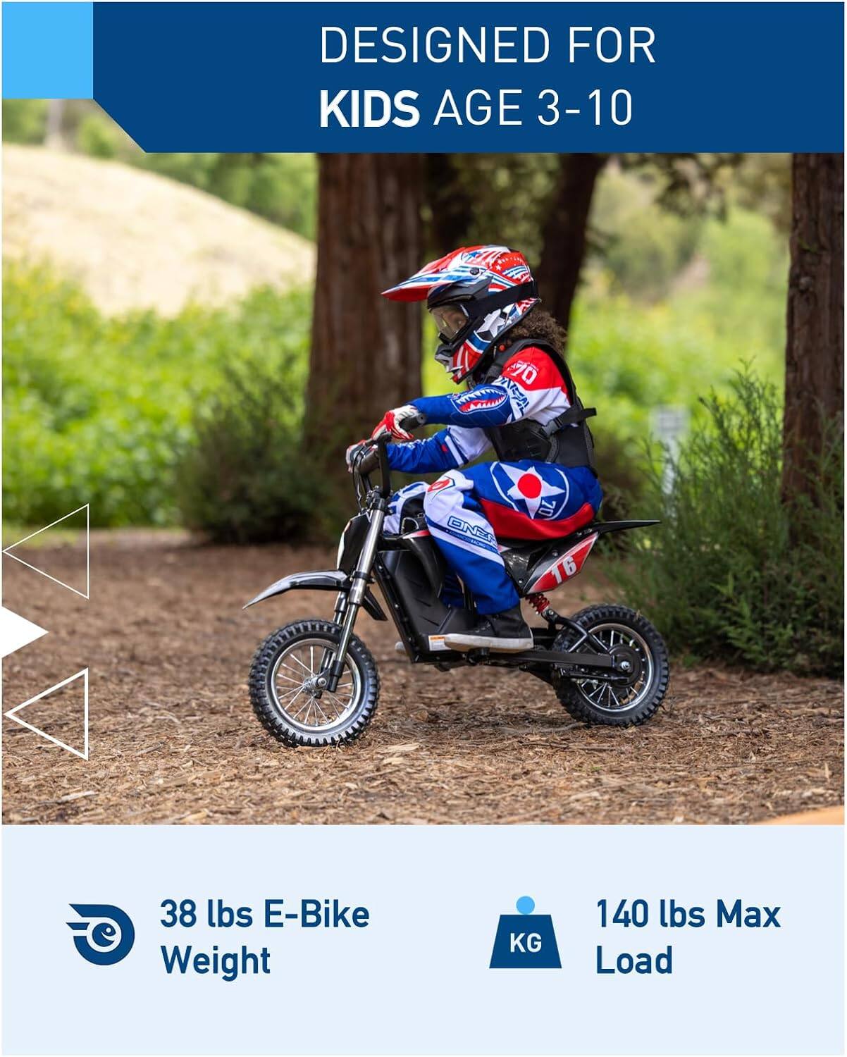 DESIGNED FOR KIDS AGE 3-10

38 lbs E-Bike Weight

140 lbs Max Load