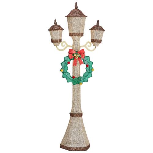 Alt View 1. Winado - 6FT Christmas Lamp Post with Wreath, Pre-lit Lights for Indoor Outdoor Porch Lawn Yard Holiday Displays Decorations - Gold.