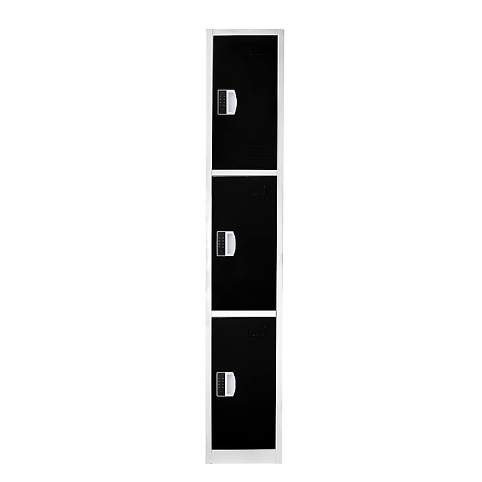 Left. AdirOffice - Storage Locker 629-Series 72" H 3-Tier Steel Compartment Digital Lock Locker, 4/Pack - Black.