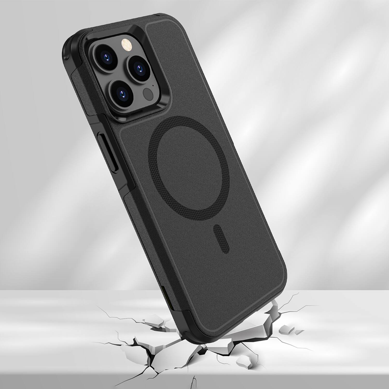 Alt View 1. SaharaCase - Raider Series Heavy Duty Case Compatible with Magsafe for  iPhone 15 Pro Max -Black - Black.