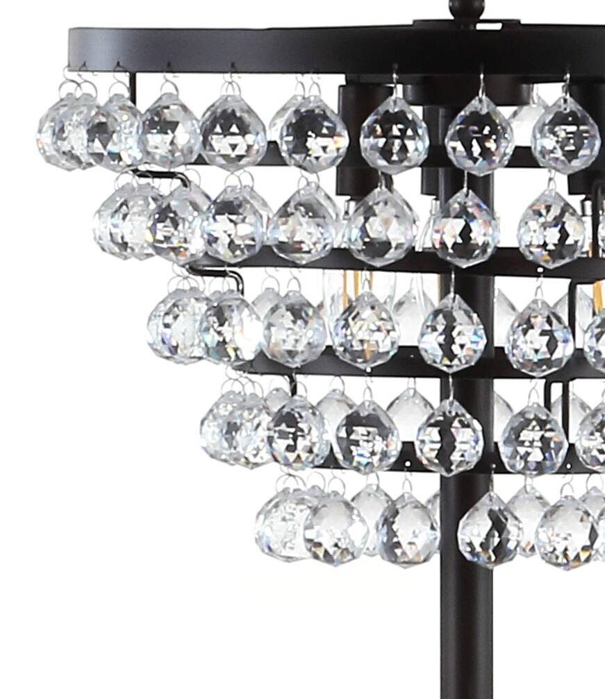 Alt View 4. Jonathan Y - Jemma 60" Crystal/Metal LED Floor Lamp, Bronze / Clear - Bronze.